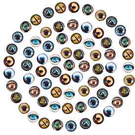 SUNNYCLUE Animal Eye Pattern Glass Cabochons, Half Round/Dome
