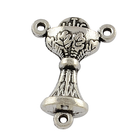 Tibetan Style Zinc Alloy Lantern Chandelier Component Links, 3 Loop Connectors, Lead Free & Cadmium Free