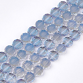 Perles en verre electroplate, demi-plaqué, facette, plat rond