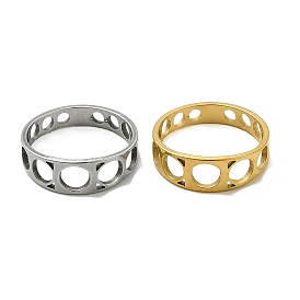 201 Stainless Steel Finger Rings, Hollow Out Round Ring for Women