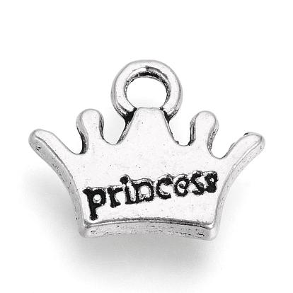 Tibetan Style Alloy Pendants, Crown with Princess, Cadmium Free & Lead Free