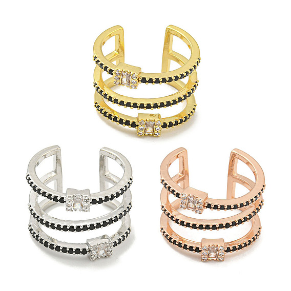 Прямоугольная стойка с покрытием из латуни с микро-паве и кубическим цирконием, широкие манжеты для женщин, без кадмия и без свинца, долговечный