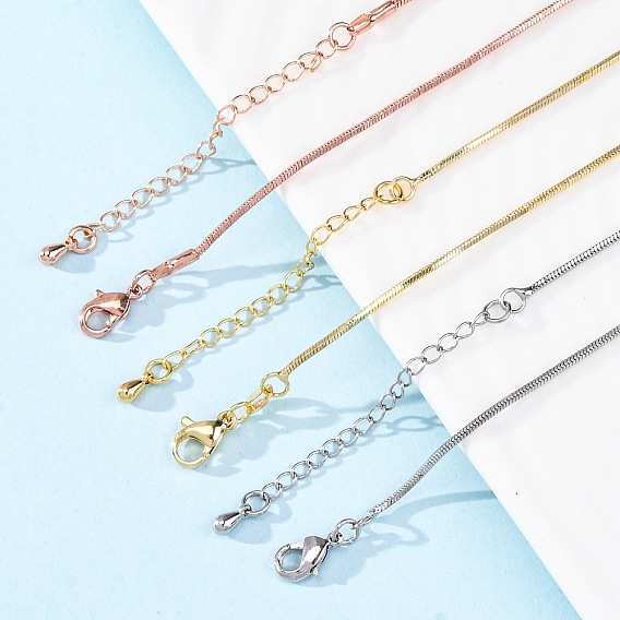 Латунные цепочки-змейки ожерелья для женщин, 304 из нержавеющей стали застежкой омар, стойки покрытие, без свинца и без кадмия, долговечный