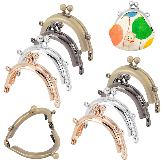 8шт 4 цвета железный замок поцелуй кошелек рамки, гладкая поверхность, для изготовления портмоне