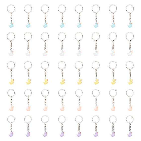 40 шт. 5 цвета брелок с подвеской из мини-утки из смолы, подарки на день рождения для детского душа