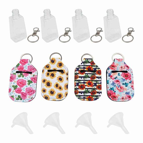 Gorgecraft DIY Travel Bottle Set Kits, Hand Sanitizer Keychain Holders, with Transparent Plastic Squeeze Bottles, Alloy Swivel Clasps