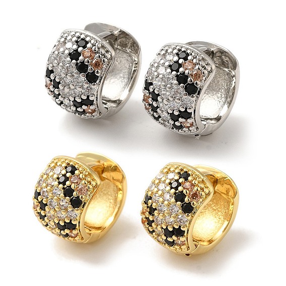 Серьги-кольца из латуни с микропаве и прозрачным фианитом, без кадмия и без свинца, долговечный