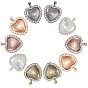 DIY Pendant Findings, with Heart Alloy Rhinestone Pendant Cabochon Settings and Transparent Glass Heart Cabochons
