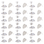 36Pcs 6 Style 304 Stainless Steel Stud Earring Findings, with Ear Nuts/Earring Backs and Hole, Heart Shape with Textured