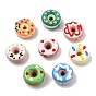 8Pcs 8 Styles Handmade Porcelain Enamel Beads, Donut, Bright Glazed Porcelain