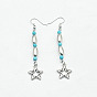 Серьги-подвески из цинкового сплава с синтетической бирюзой, серебряные