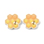 Printed Schima Wood Beads, Bees with Hive, Spray Paint