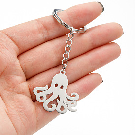 Stainless Steel Octopus Keychain Cartoon Bag Pendant Friend Gift Keychain Chain