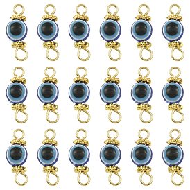 20 Perles rondes œil maléfique en résine avec 304 breloques à connecteur en acier inoxydable, or