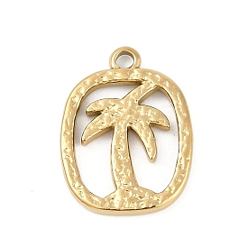 304 подвески из нержавеющей стали, овал с подвеской в виде кокосовой пальмы, ионное покрытие (ip)