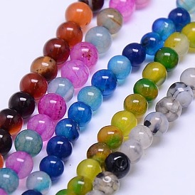 Natural Agate Round Beads Strand, Dyed, 6mm, Hole: 1mm, about 62pcs/strand, 14.96 inch