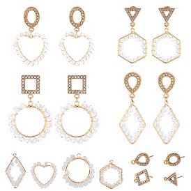 SUNNYCLUE DIY Earring Making, with Brass Glass Pendants, Rhinestone, 304 Stainless Steel Stud Earring Findings and Jump Rings