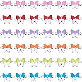 84Pcs 6 Colors 304 Stainless Steel Enamel Links Connectors, Nickel Free, Butterfly, Stainless Steel Color
