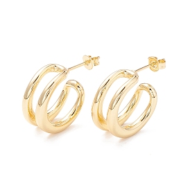 Wire Wrap C-shape Stud Earrings, Half Hoop Earrings, Brass Open Hoop Earrings for Women