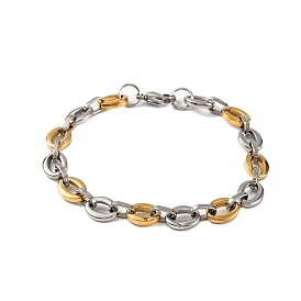 304 Stainless Steel Oval Link Chain Bracelets, with 201 Stainless Steeel Findings