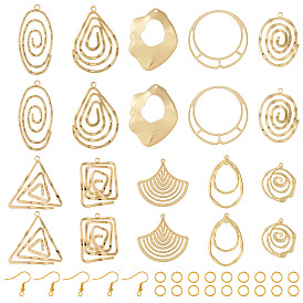 Набор для изготовления геометрических сережек своими руками, включая вихревые, овальные, треугольные и веерные подвески из сплава, медные крючки и кольца для сережек