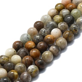 Brins de perles de pierre de lune grise naturelle, ronde