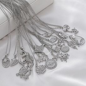 Ожерелья с подвесками Ocean Summer из латуни с прозрачными кубическими цирконами и паве, платина