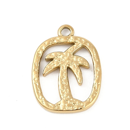 304 подвески из нержавеющей стали, овал с подвеской в виде кокосовой пальмы, ионное покрытие (ip)