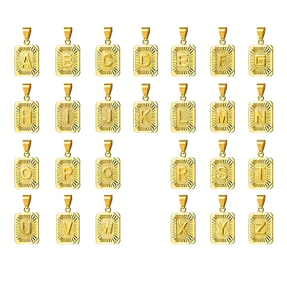 Прямоугольник с буквенным узором 304 ожерелья с подвесками из нержавеющей стали