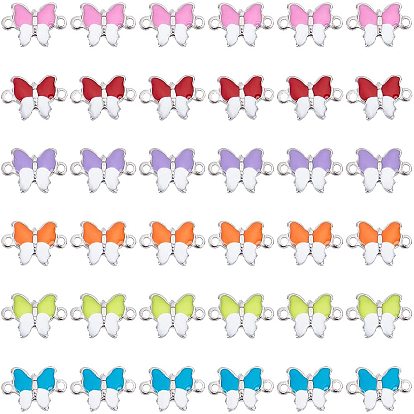 84Pcs 6 Colors 304 Stainless Steel Enamel Links Connectors, Nickel Free, Butterfly, Stainless Steel Color