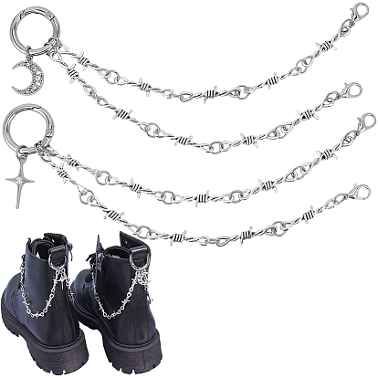 2 шт. сплава звеньев цепи ремень для обуви, с пружинными кольцами из сплава и 304 подвесками из нержавеющей стали и сплава со стразами, звезда и луна