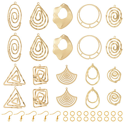 Набор для изготовления геометрических сережек своими руками, включая вихревые, овальные, треугольные и веерные подвески из сплава, медные крючки и кольца для сережек