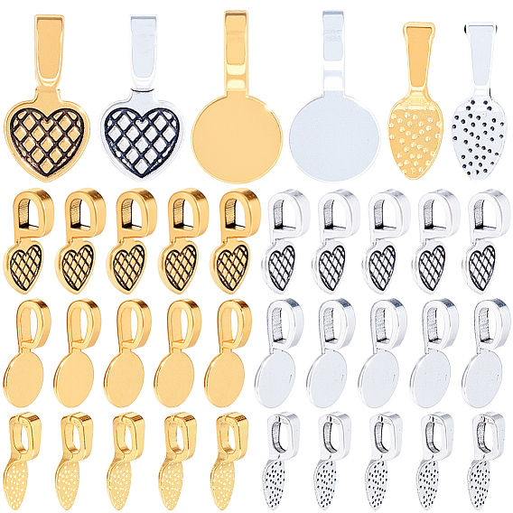 120шт. 6 стили сплава, клей на плоской подушечке, подвесные крепления, без кадмия и без свинца