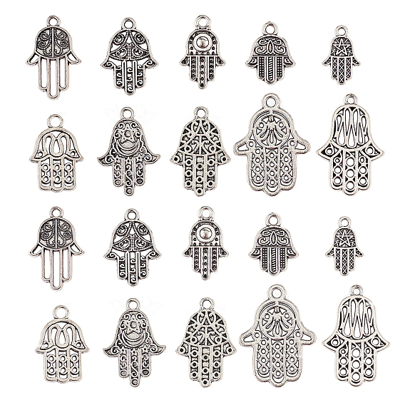 100 шт 10 стили подвески из сплава в тибетском стиле, без кадмия и без свинца, Хамса рука / рука Мириам