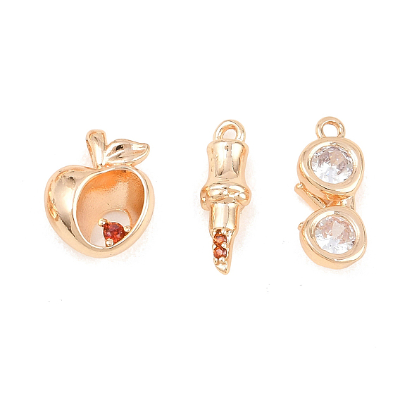 Brass Micro Pave Cubic Zirconia Pendants, Real 14K Gold Plated
