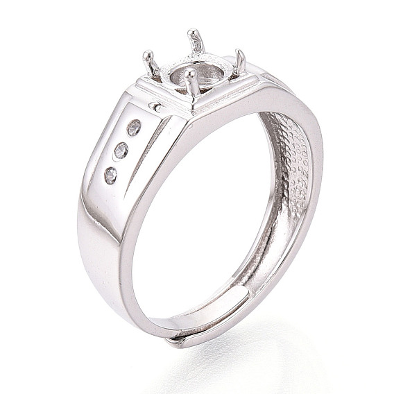 Родиевое покрытие 925 стерлинговое серебро микропаве кубический цирконий солитер помолвочное кольцо регулируемые настройки, компоненты зубчатого кольца