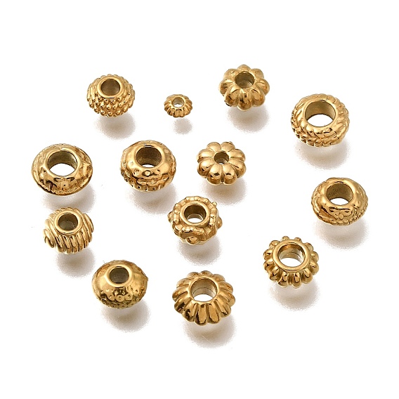 304 из нержавеющей стали бусы, ионное покрытие (ip), рондель/цветок