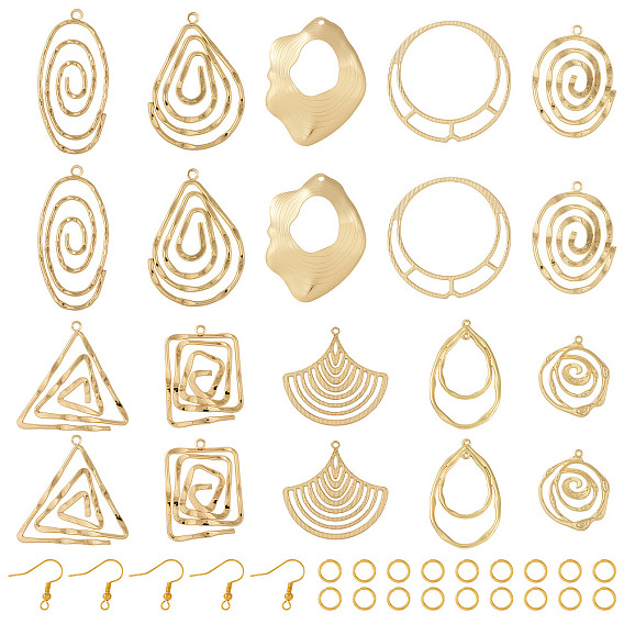 Набор для изготовления геометрических сережек своими руками, включая вихревые, овальные, треугольные и веерные подвески из сплава, медные крючки и кольца для сережек