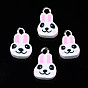 Handmade Polymer Clay Charms, with Platinum Tone Iron Loop, Rabbit Head