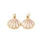304 Stainless Steel Enamel Charms, Shell Shape Charm, with Jump Ring, Ion Plating(IP)