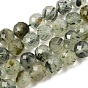 Natural Prehnite Beads Strands, Faceted, Round, Pale Green