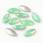 Faceted Horse Eye Glass Pointed Back Rhinestone Cabochons, Grade A, Back Plated, 15x7x4mm