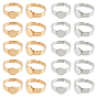20Pcs 2 Colors Ion Plating(IP) Adjustable 304 Stainless Steel Finger Rings Components, Pad Ring Base Findings, Flat Round