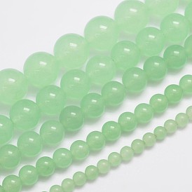 Brins naturels et teints perles malaisie jade, ronde