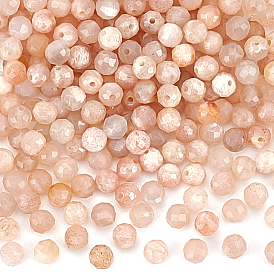 2 нити бусин из натурального солнечного камня, граненые круглые