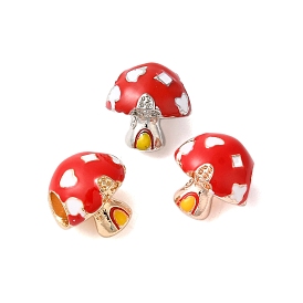 Rack Plating Alloy Enamel European Beads, Cadmium Free & Nickel Free & Lead Free, Large Hole Beads, Mushroom House