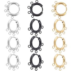 6 пары 3 цвета 304 фурнитура для сережек-колец из нержавеющей стали, с горизонтальными петлями, кольцо