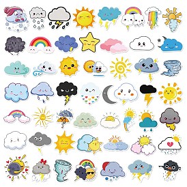 50Pcs Weather Theme PVC Self-Adhesive Cartoon Stickers, Waterproof Decals for Party Decorative Presents, Kid's Art Craft