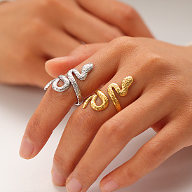 Стильное кольцо-манжета в форме змеи 304 из нержавеющей стали