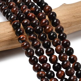 15~16 inch Round Gemstone Strand, Red Tiger Eye, Dyed & Heated